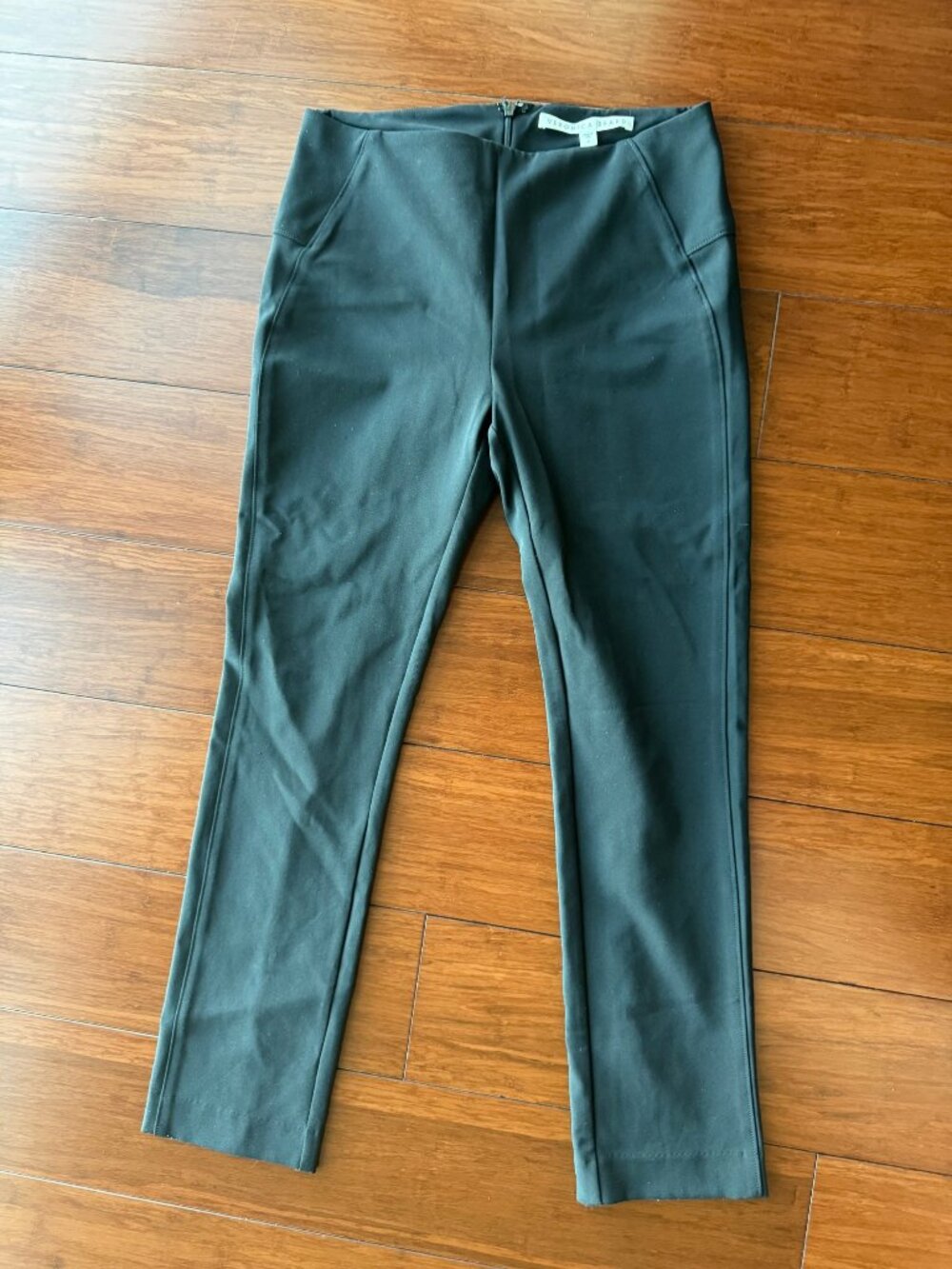 Veronica Beard Black Scuba Ponte Ankle Pants Back Zip High Rise Slim Size 4